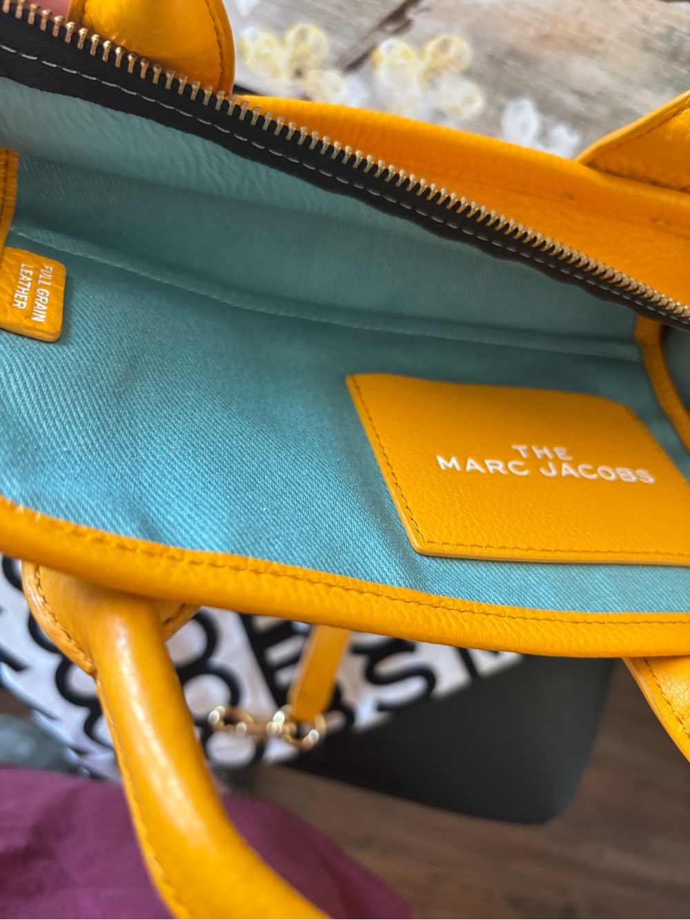 Marc Jacobs Pebbled Leather The Tote Bag SMALL in Mustard - Picture 15 of 16